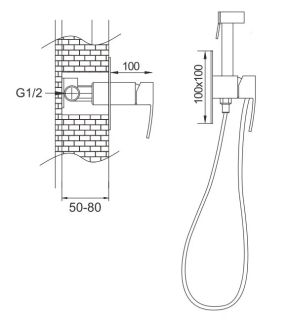 Гигиенический душ со смесителем Rose R1505F белый/хром